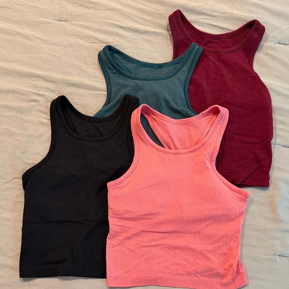 Women's Ribbed Ebb to Street Tank Top Set - Black, Teal, Pink, Burgundy
